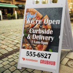 The Signicade A-frame sign holder is perfect for sidewalk marketing