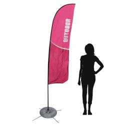 Zoom 3 Straight flag next to average woman