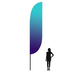 Zoom 5 Feather Flag next to average woman